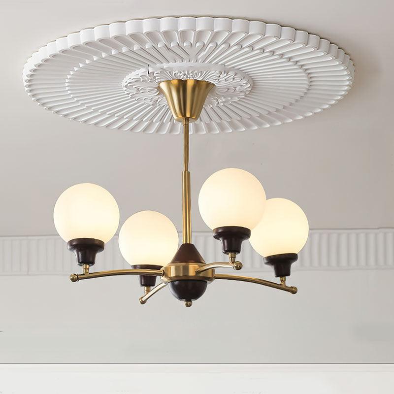 Lustra Chandelier Walnut Glass Balls-Neutral Decor