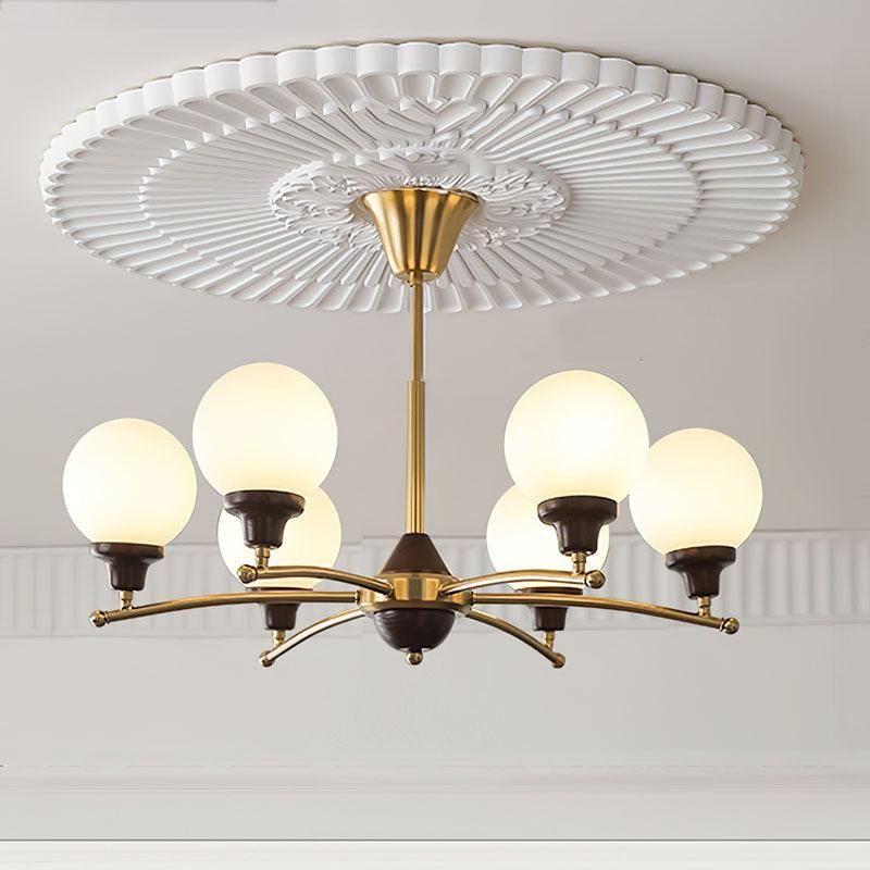 Lustra Chandelier Walnut Glass Balls-Neutral Decor