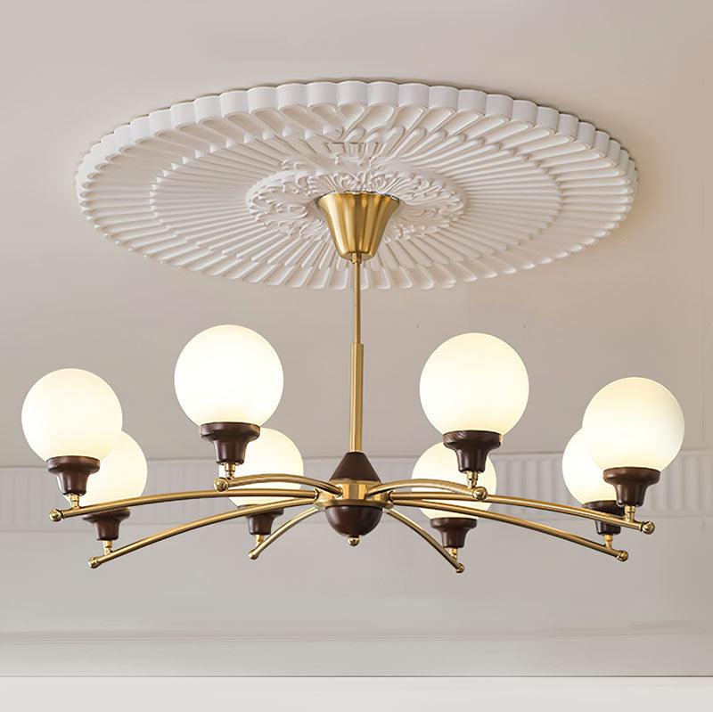 Lustra Chandelier Walnut Glass Balls-Neutral Decor