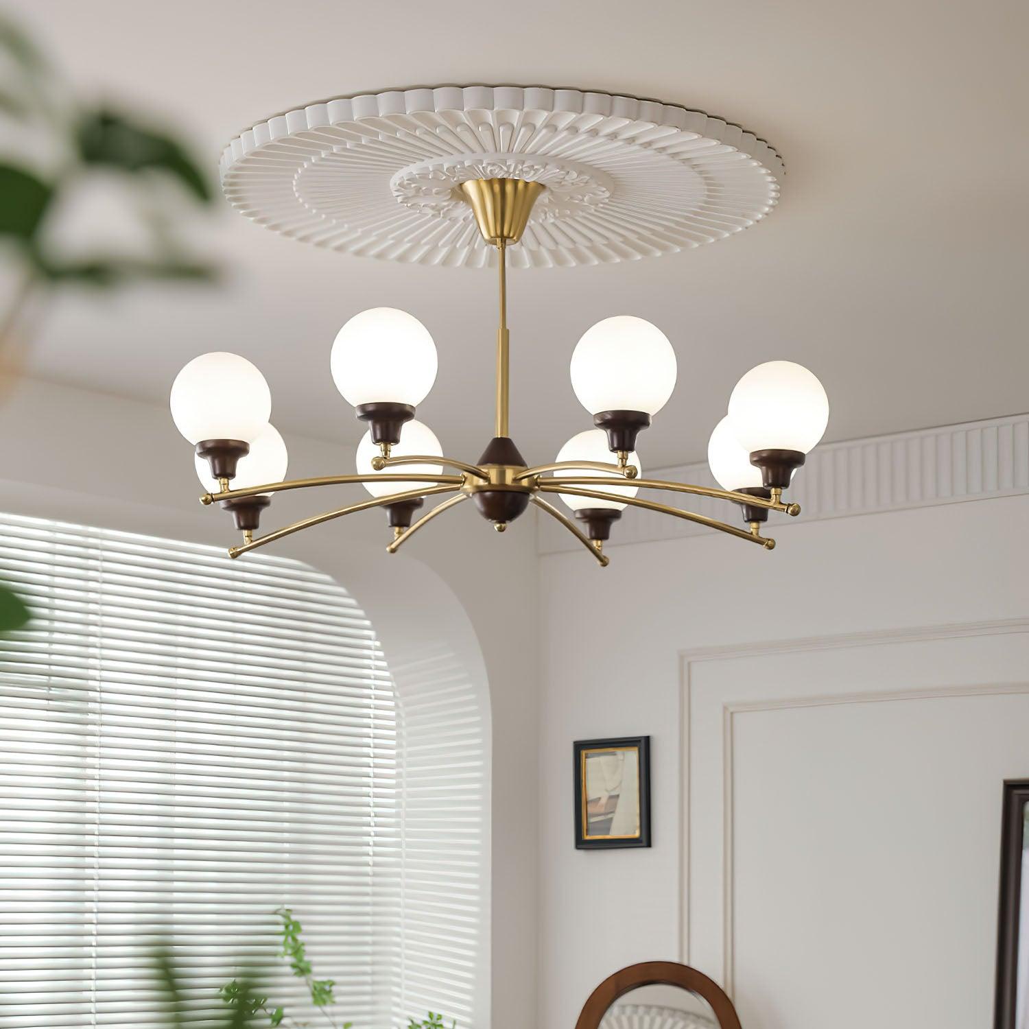 Lustra Chandelier Walnut Glass Balls-Neutral Decor