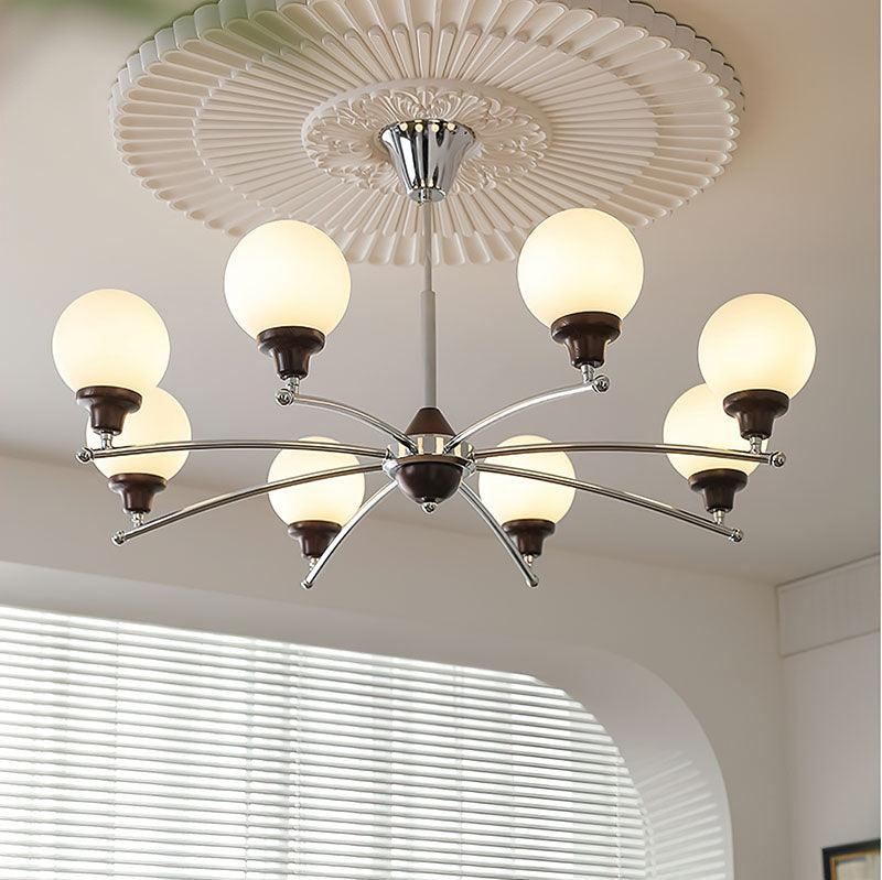 Lustra Chandelier Walnut Glass Balls-Neutral Decor