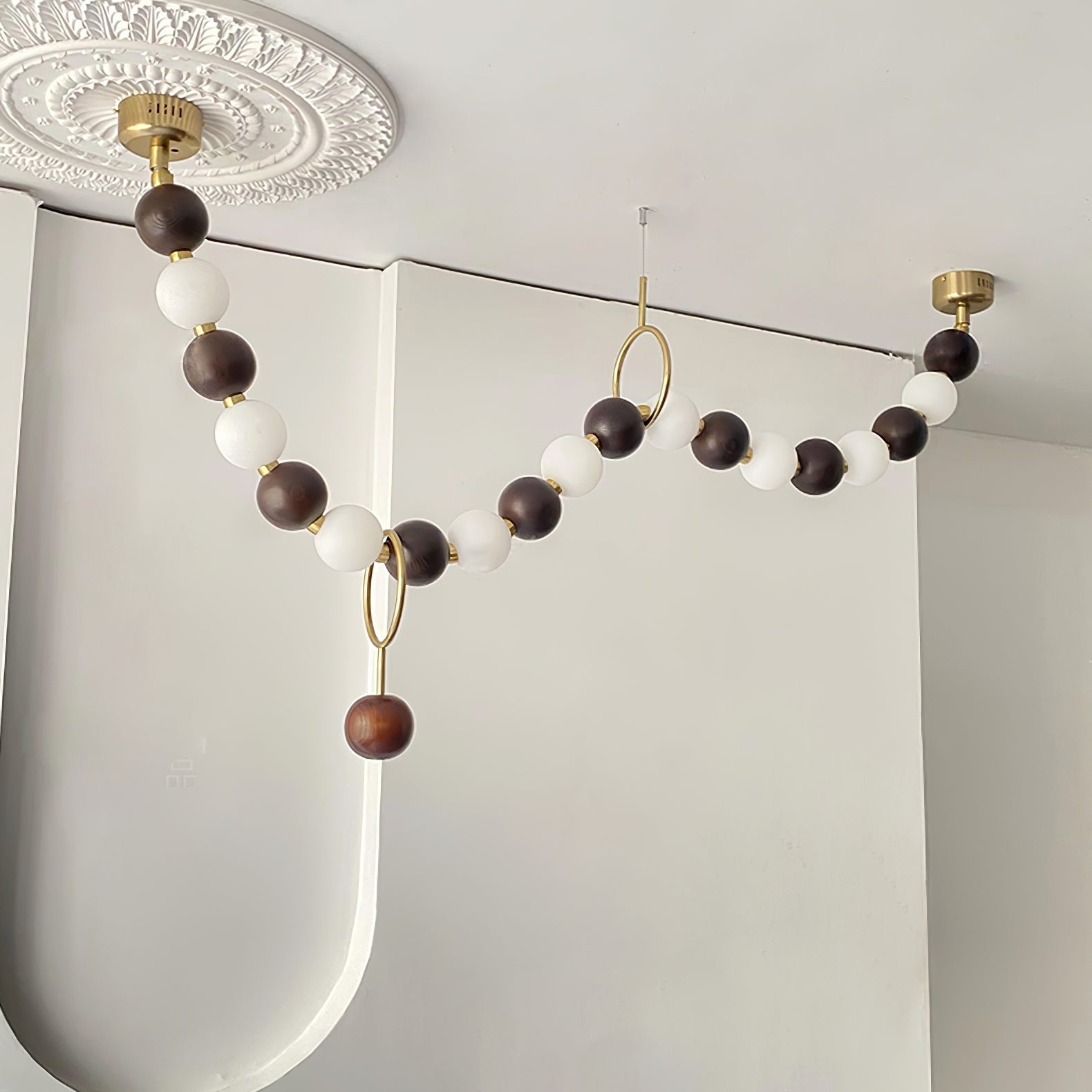 Aurora Chandelier Walnut Bead Necklace-Neutral Decor