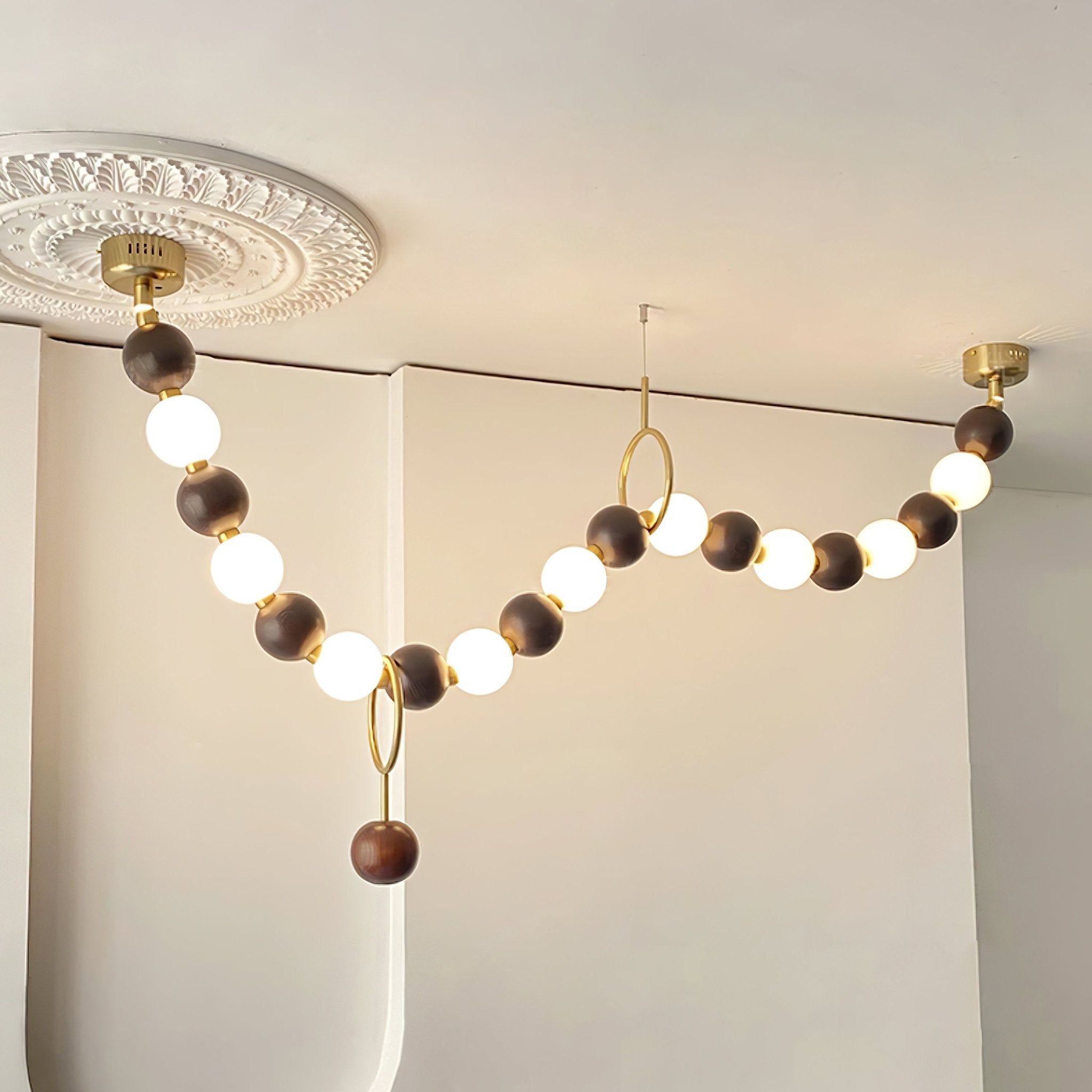 Aurora Chandelier Walnut Bead Necklace-Neutral Decor