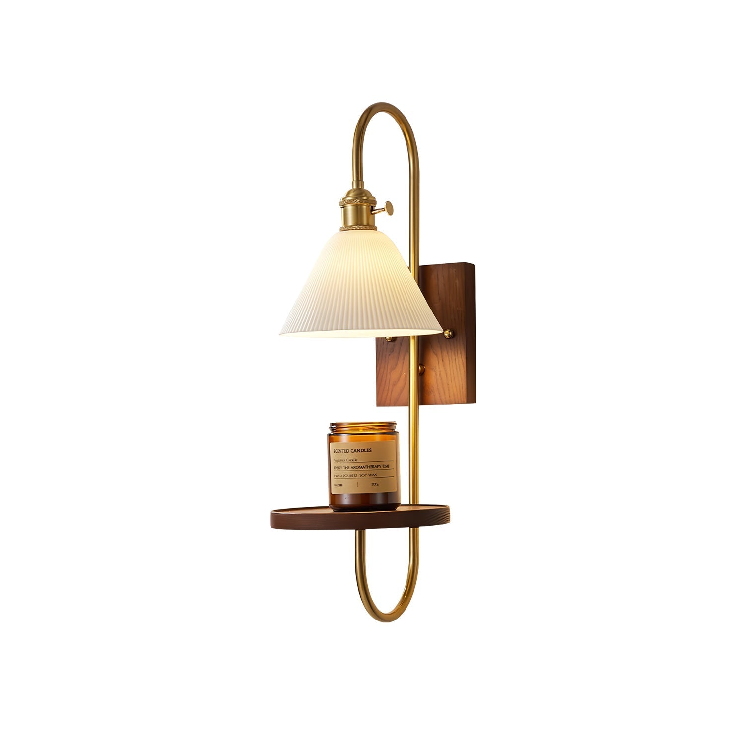 Altheus Nordic Art Shelf Walnut Wood Ceramics Sconce Wall lamp-Neutral Decor