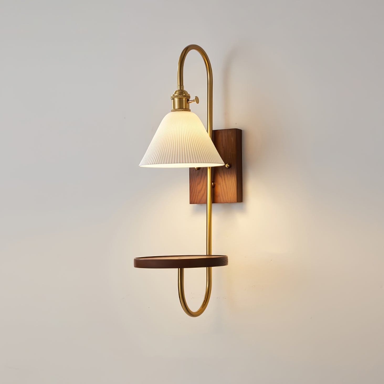 Altheus Nordic Art Shelf Walnut Wood Ceramics Sconce Wall lamp-Neutral Decor