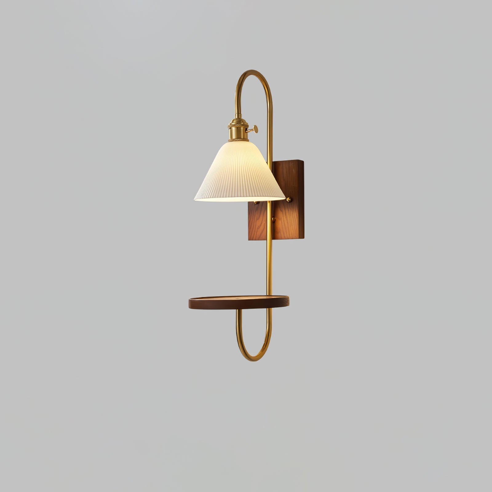 Altheus Nordic Art Shelf Walnut Wood Ceramics Sconce Wall lamp-Neutral Decor