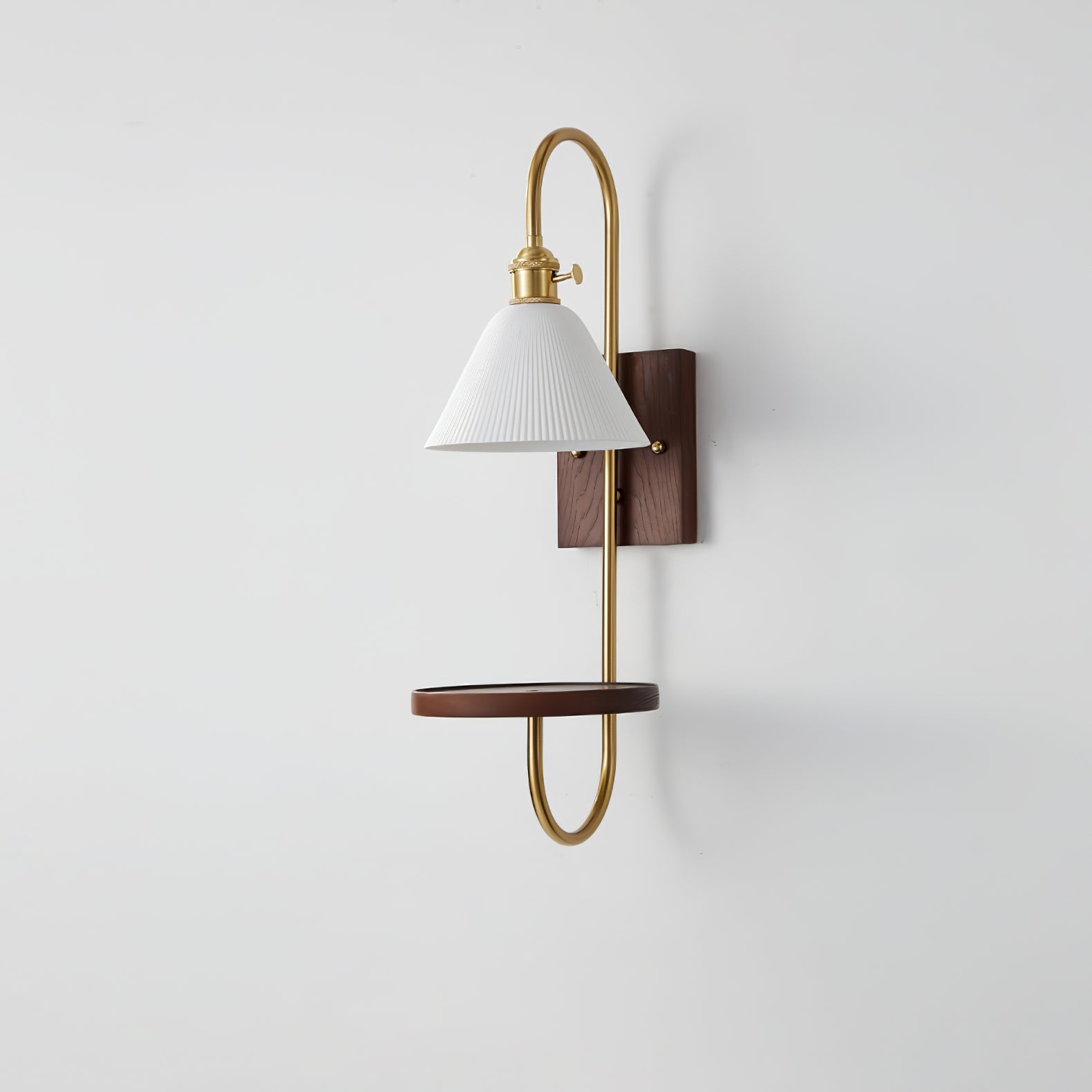 Altheus Nordic Art Shelf Walnut Wood Ceramics Sconce Wall lamp-Neutral Decor