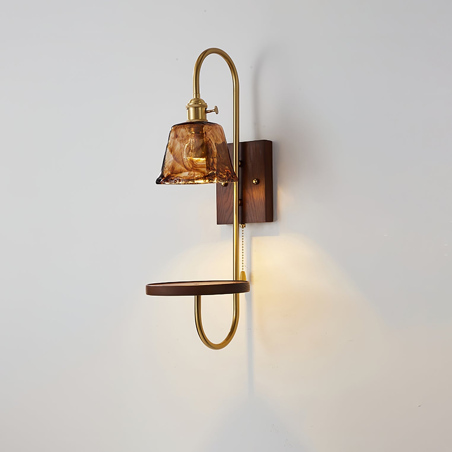 Altheus Nordic Art Shelf Walnut Wood Ceramics Sconce Wall lamp-Neutral Decor