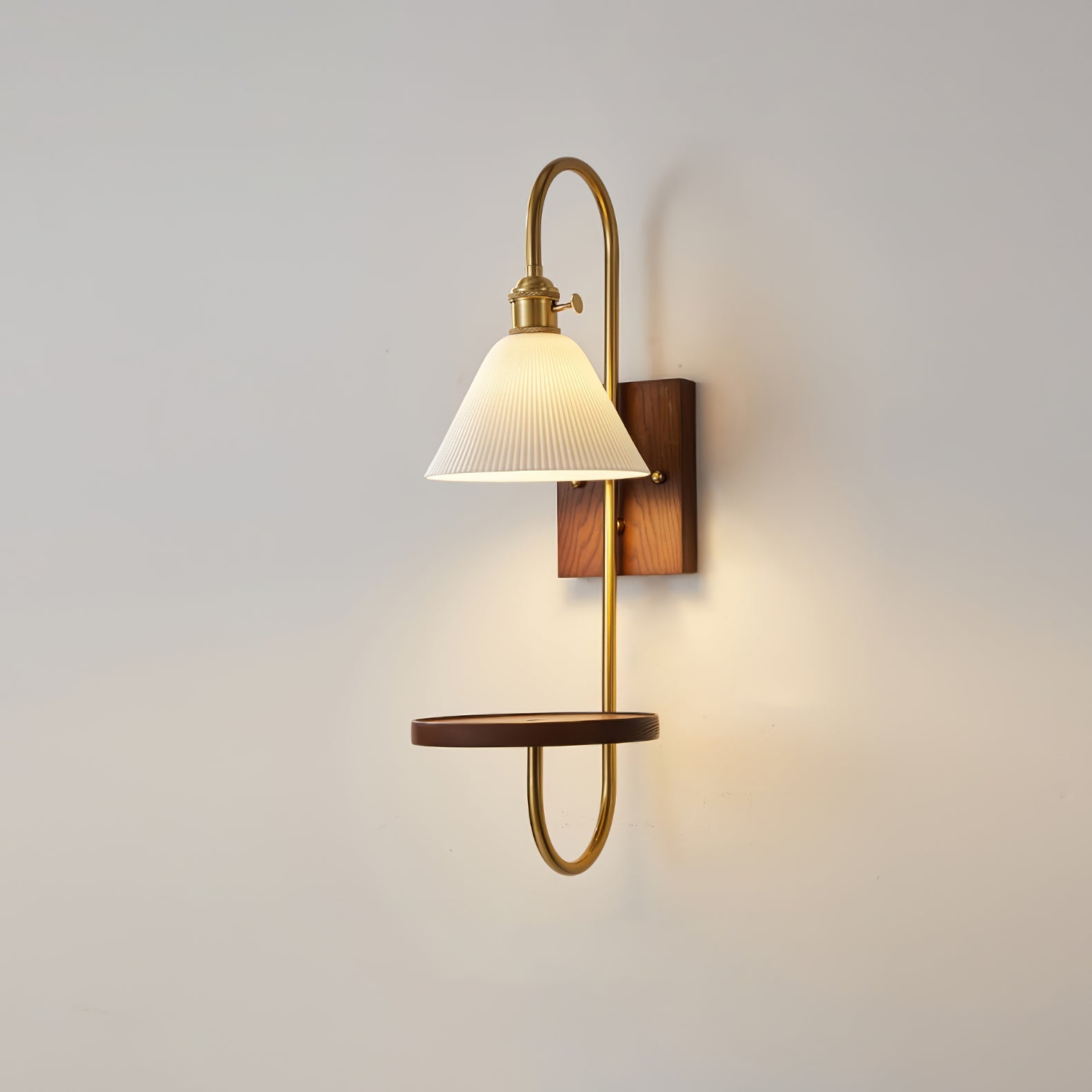 Altheus Nordic Art Shelf Walnut Wood Ceramics Sconce Wall lamp-Neutral Decor