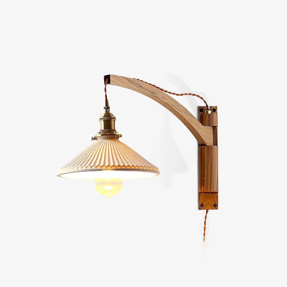 Esviel Nordic Art Swing Arm Walnut Ceramic Wall Light-Neutral Decor