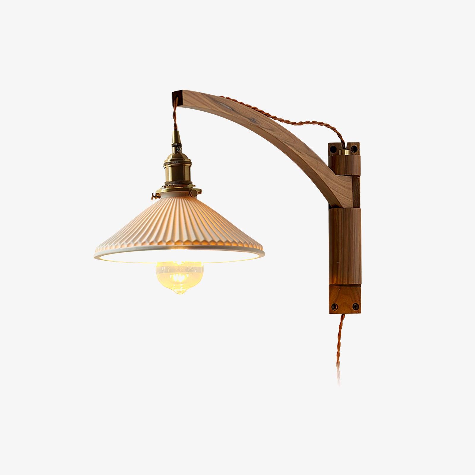 Esviel Nordic Art Swing Arm Walnut Ceramic Wall Light-Neutral Decor