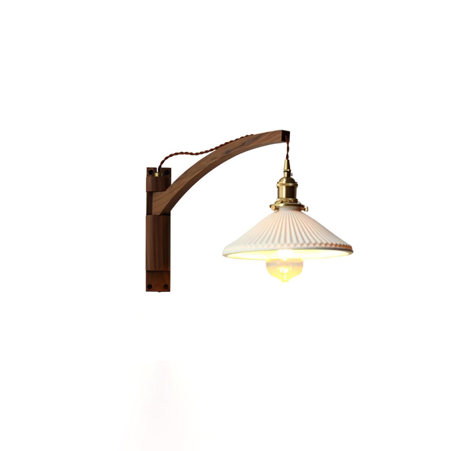 Esviel Nordic Art Swing Arm Walnut Ceramic Wall Light-Neutral Decor