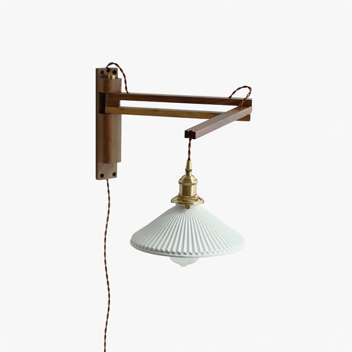 Sathen Nordic Art Telescopic Walnut Ceramic Wooden Wall Lamp-Neutral Decor