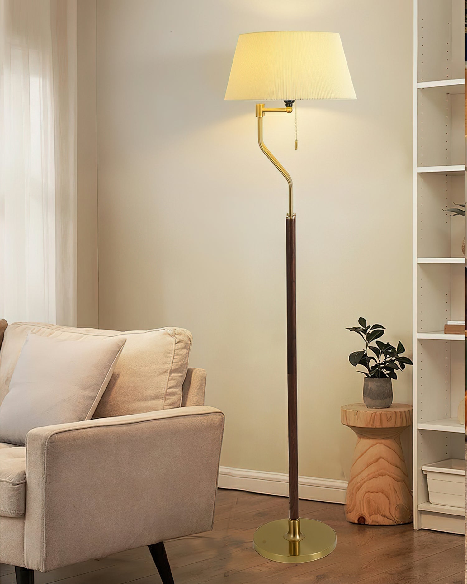 Orin Walnut Whisper Floor Lamp-Neutral Decor