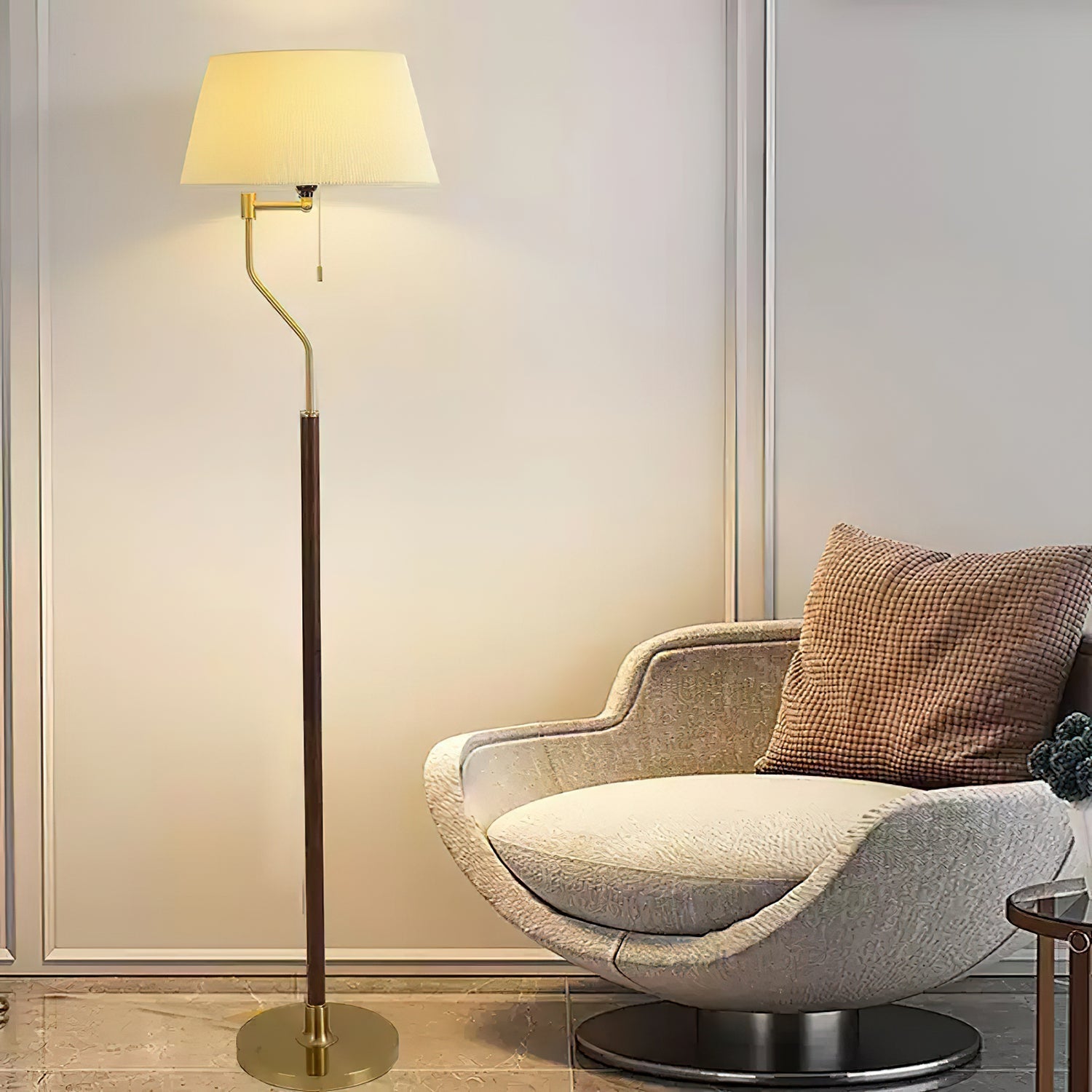 Orin Walnut Whisper Floor Lamp-Neutral Decor