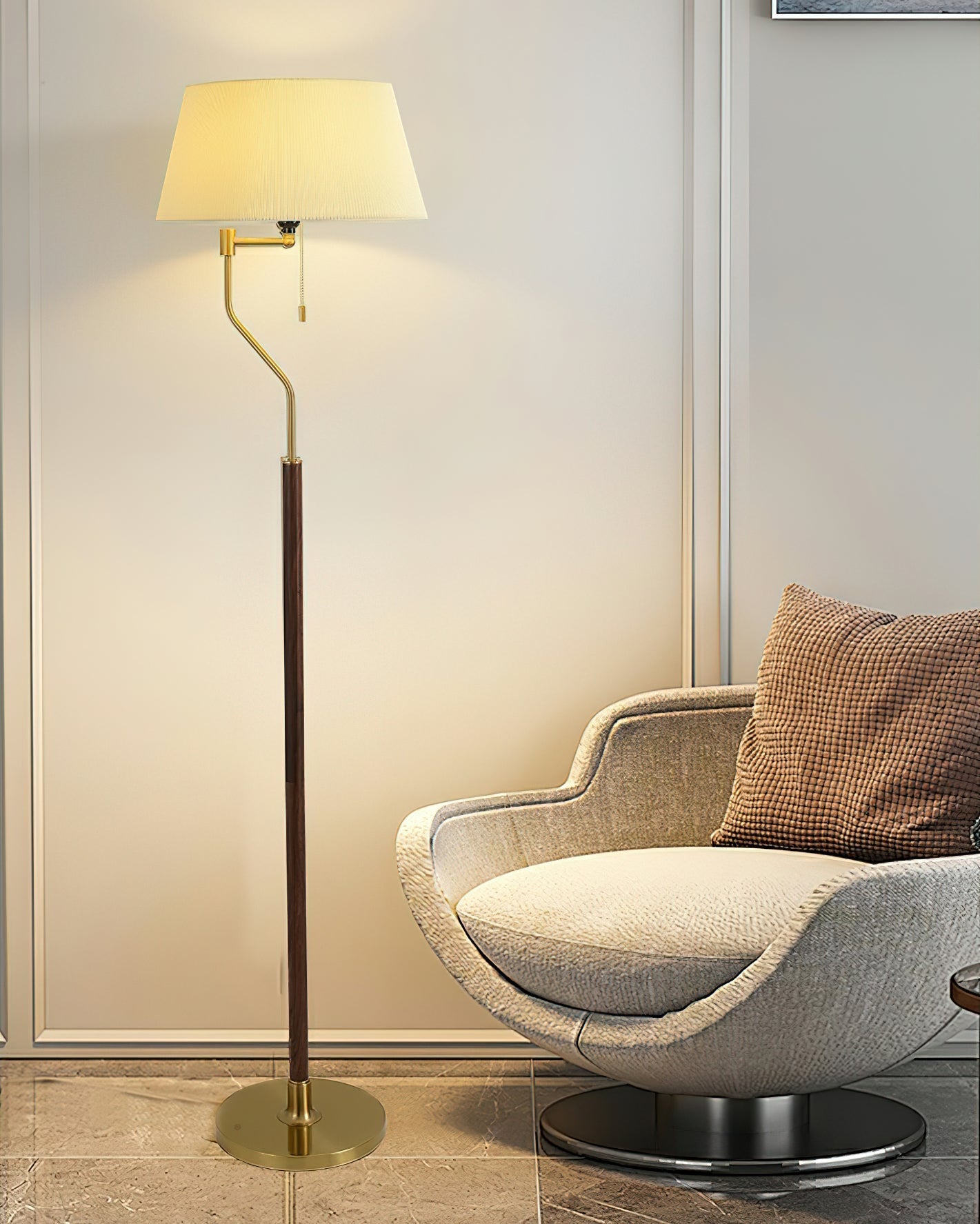 Orin Walnut Whisper Floor Lamp-Neutral Decor