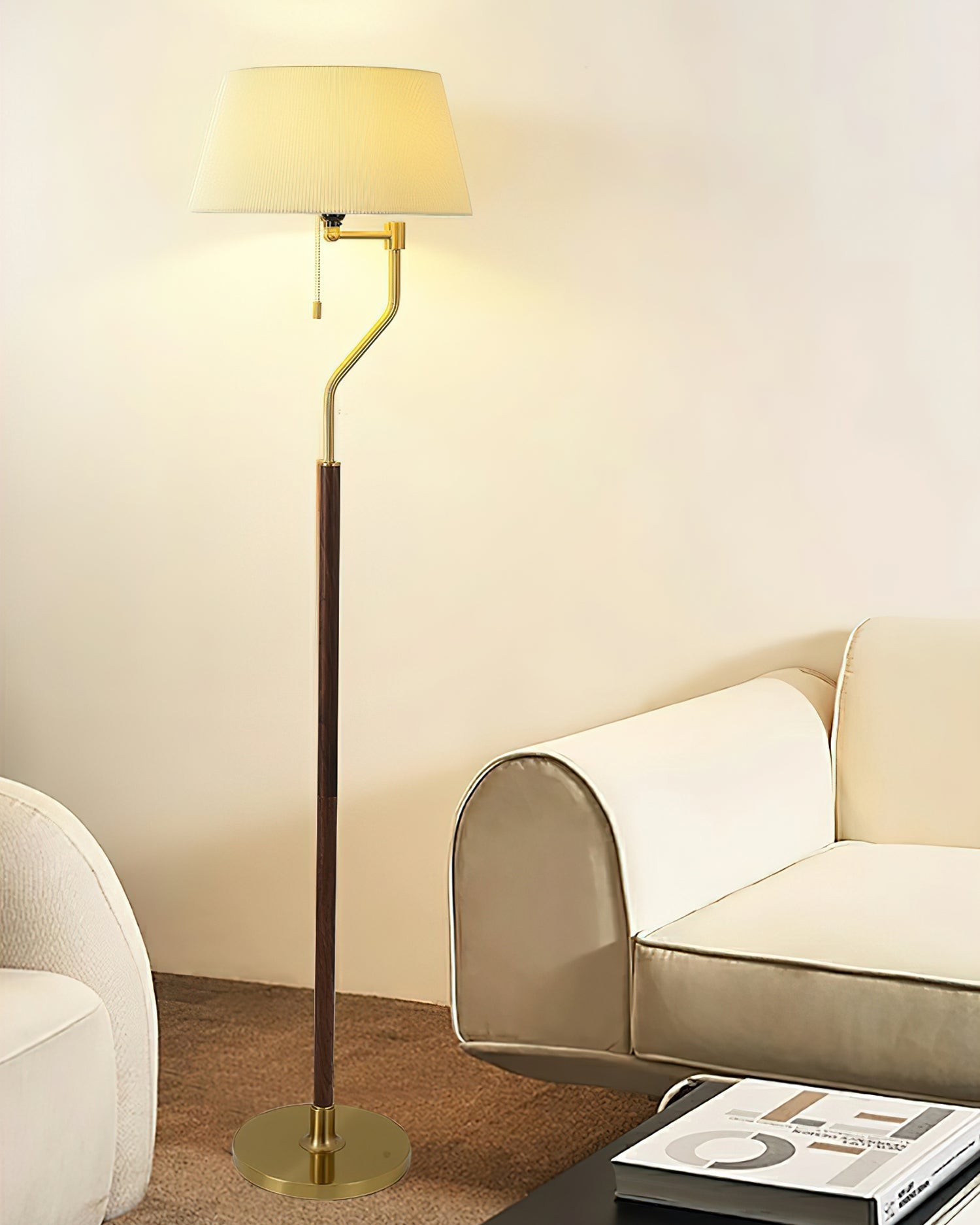 Orin Walnut Whisper Floor Lamp-Neutral Decor