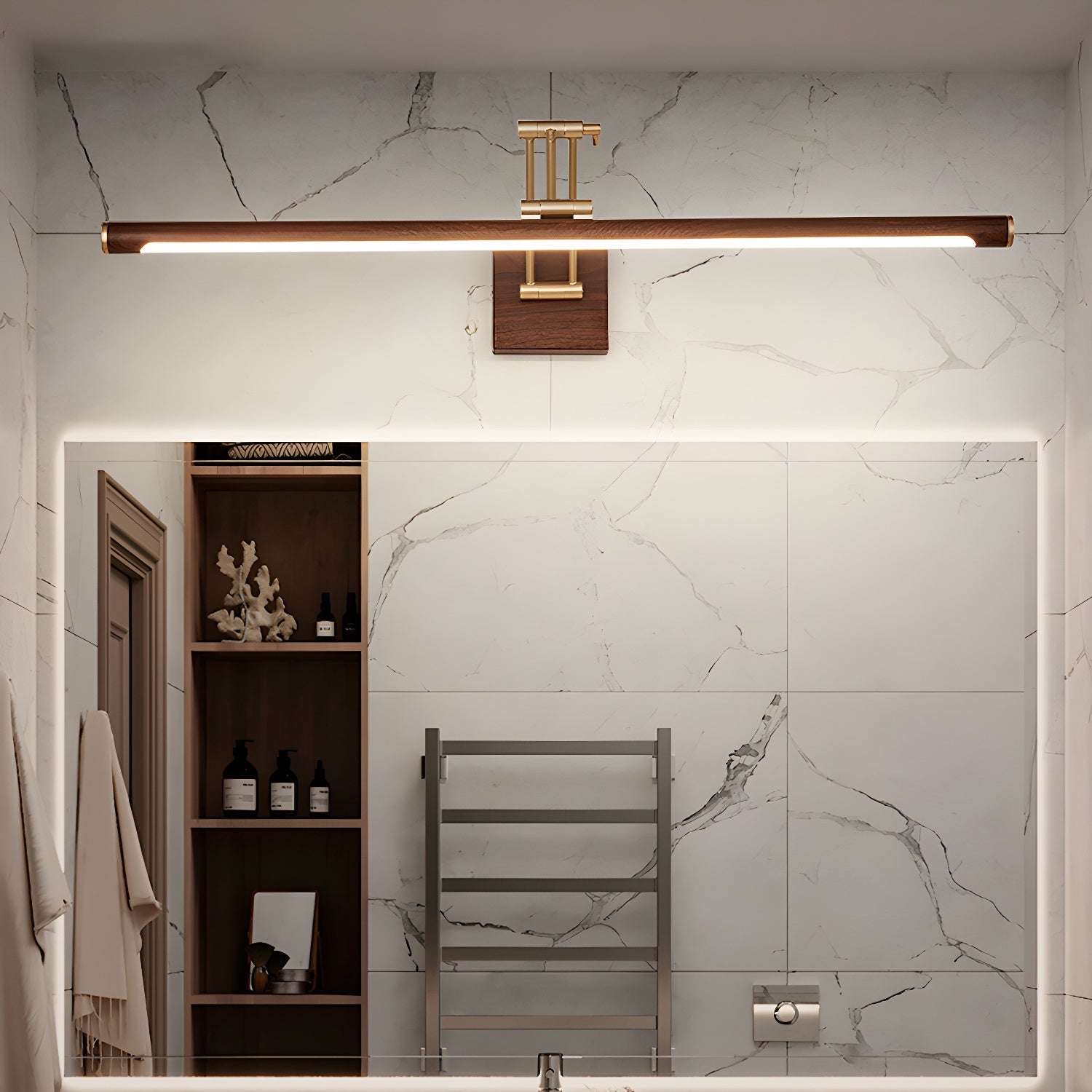 Elvoro Wall Light Walnut Color Linear Adjustable-Neutral Decor