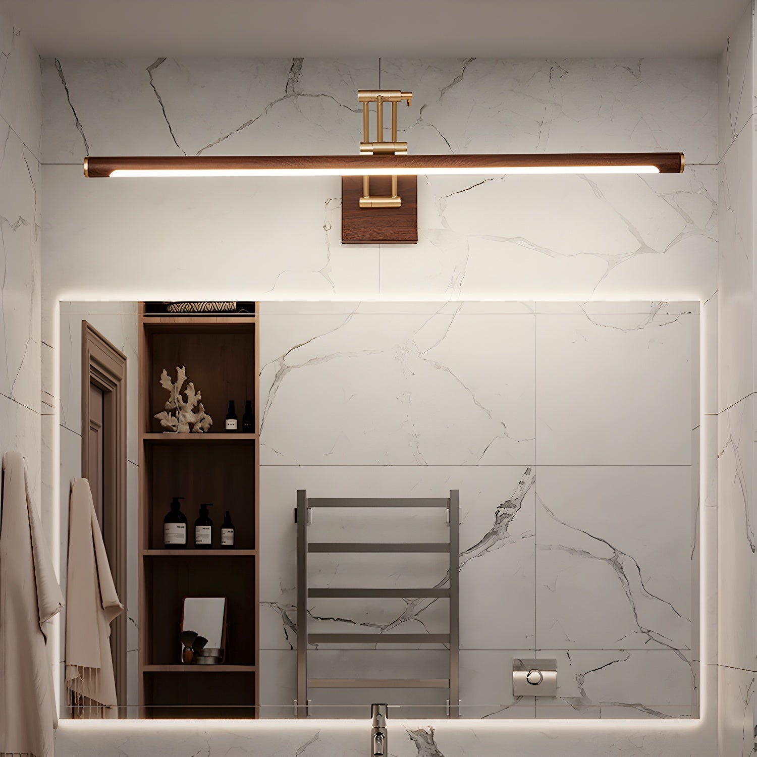 Walnut Color Linear Adjustable Wall Light-Neutral Decor