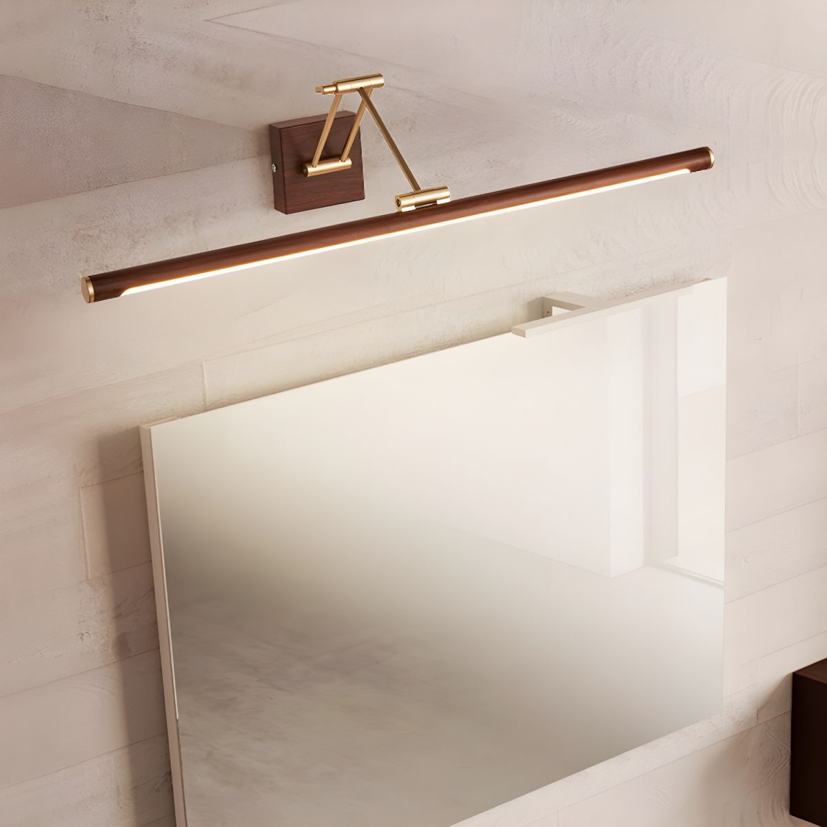Elvoro Wall Light Walnut Color Linear Adjustable-Neutral Decor