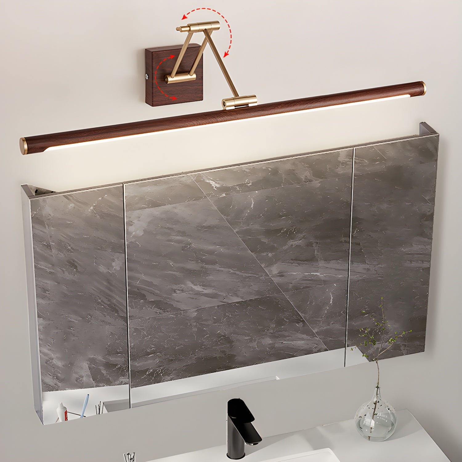 Elvoro Wall Light Walnut Color Linear Adjustable-Neutral Decor