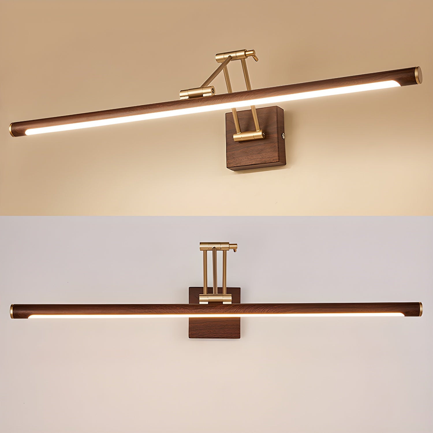 Walnut Color Linear Adjustable Wall Light-Neutral Decor