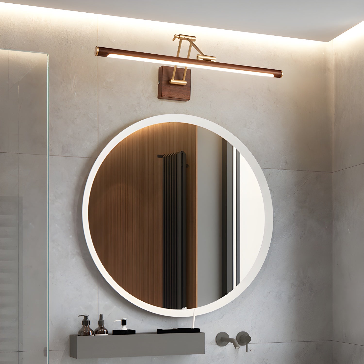 Walnut Color Linear Adjustable Wall Light-Neutral Decor