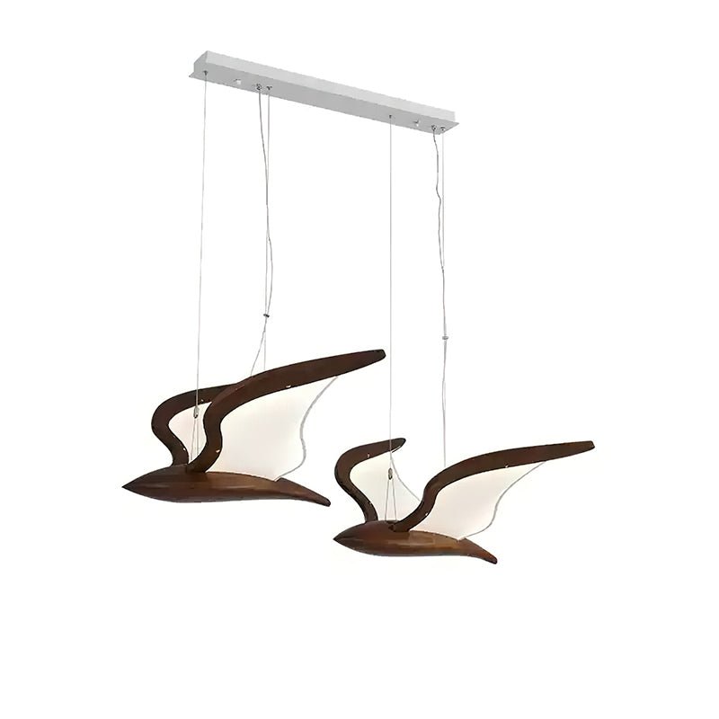 Lustra Chandelier Bird Form Wood Sculptural-Neutral Decor