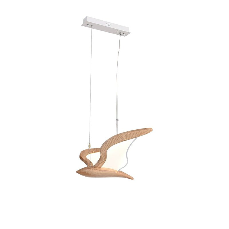 Lustra Chandelier Bird Form Wood Sculptural-Neutral Decor