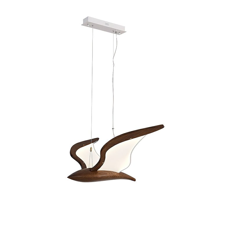 Lustra Chandelier Bird Form Wood Sculptural-Neutral Decor