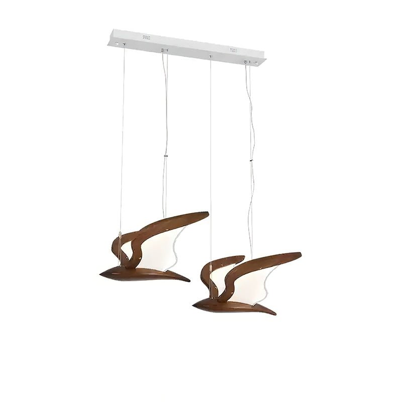 Lustra Chandelier Bird Form Wood Sculptural-Neutral Decor