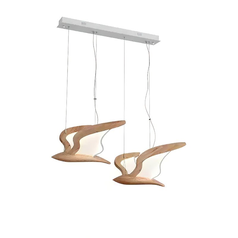 Lustra Chandelier Bird Form Wood Sculptural-Neutral Decor