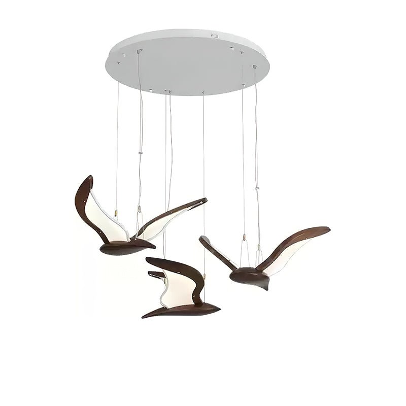 Lustra Chandelier Bird Form Wood Sculptural-Neutral Decor