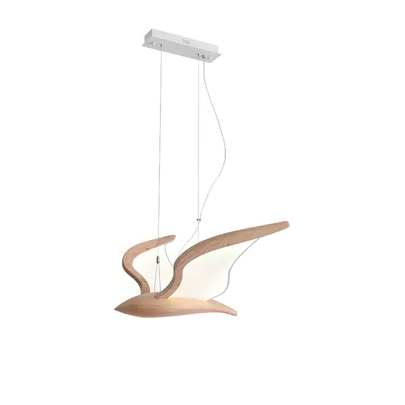 Lustra Chandelier Bird Form Wood Sculptural-Neutral Decor