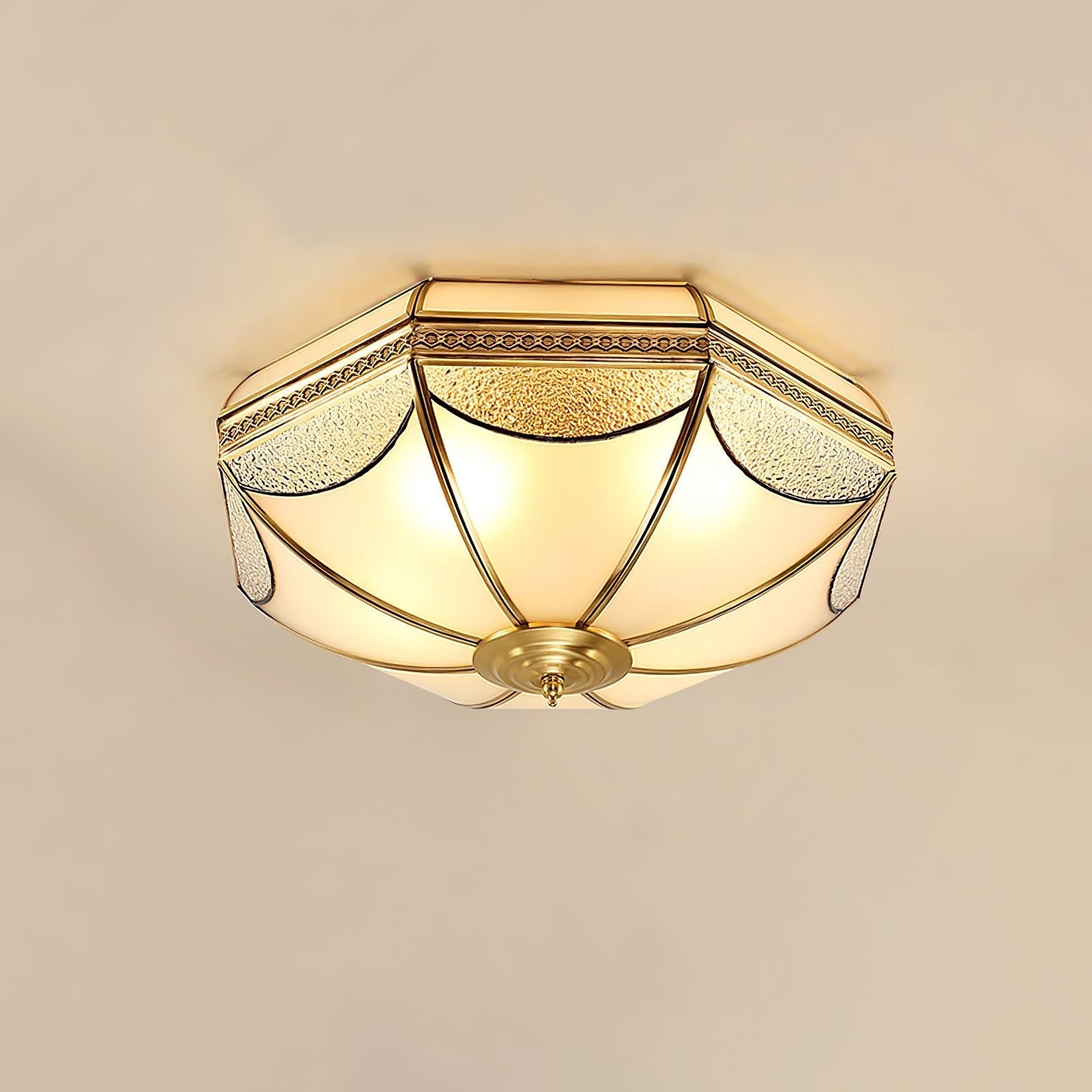 Ellaeara Warehouse Dome Shape Brass Glass Ceiling Lamp-Neutral Decor