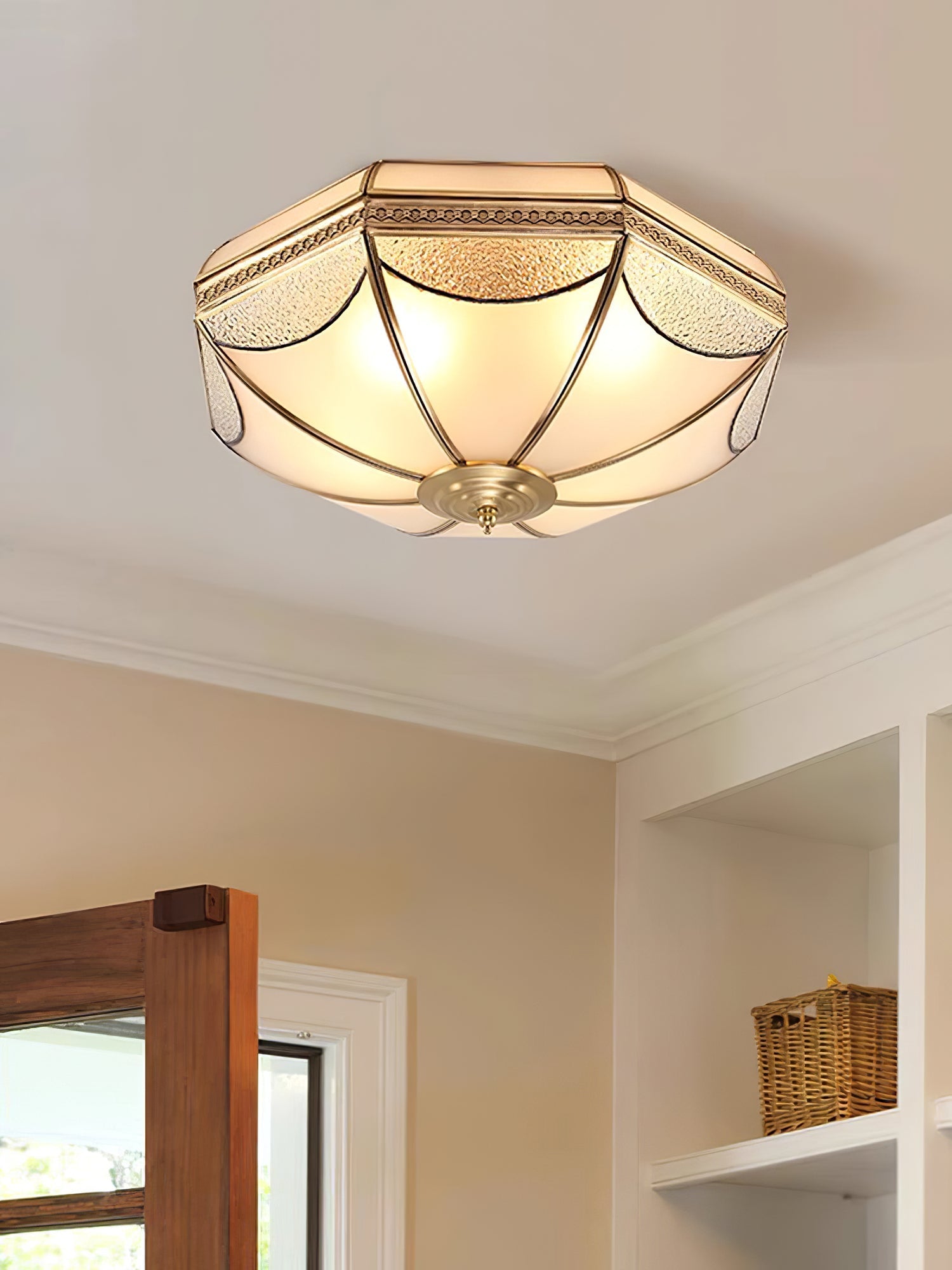 Ellaeara Warehouse Dome Shape Brass Glass Ceiling Lamp-Neutral Decor