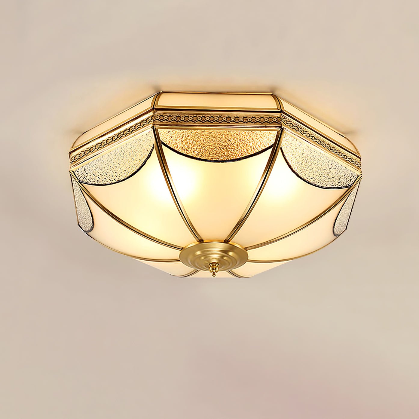 Ellaeara Warehouse Dome Shape Brass Glass Ceiling Lamp-Neutral Decor