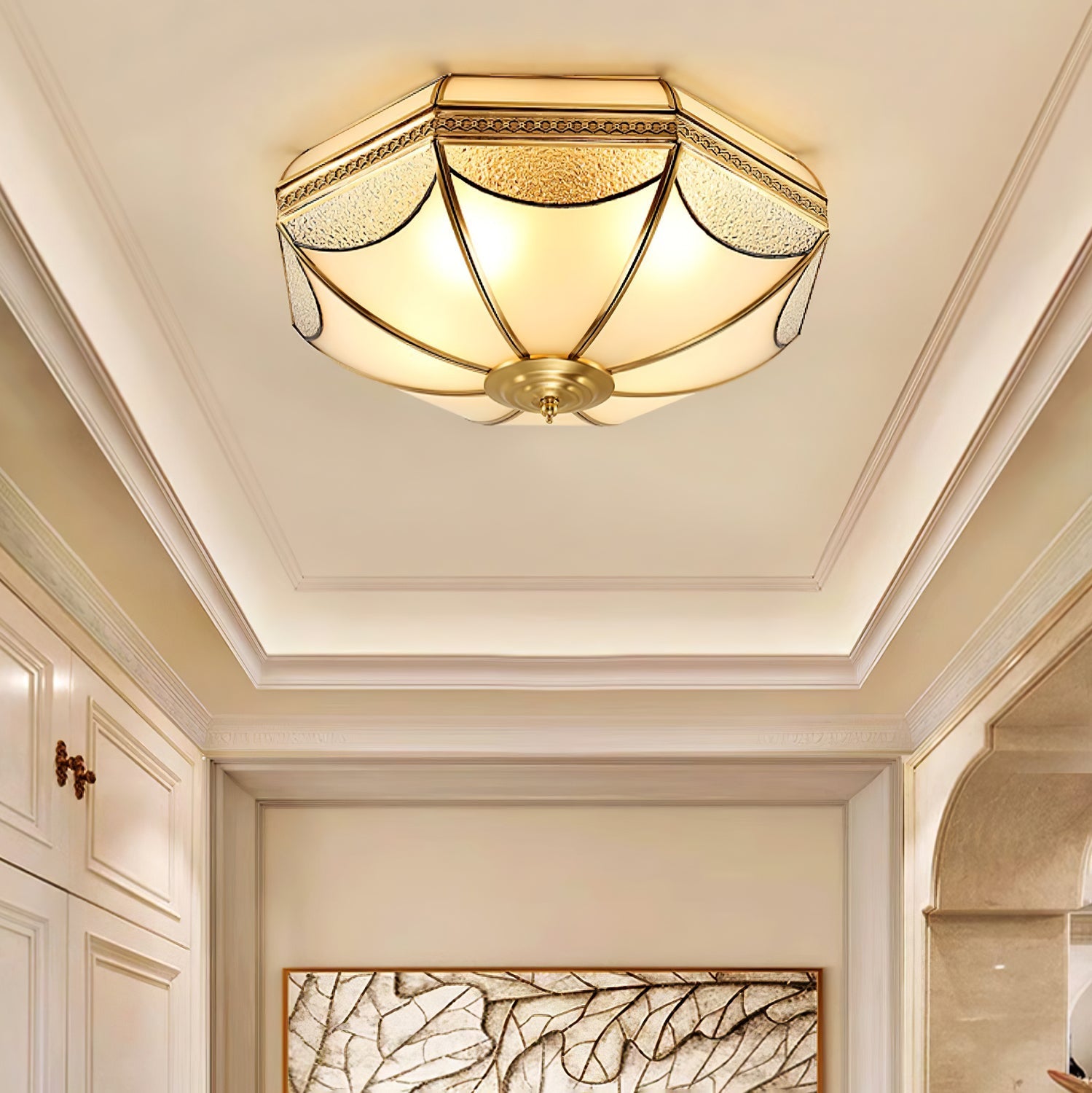 Ellaeara Warehouse Dome Shape Brass Glass Ceiling Lamp-Neutral Decor