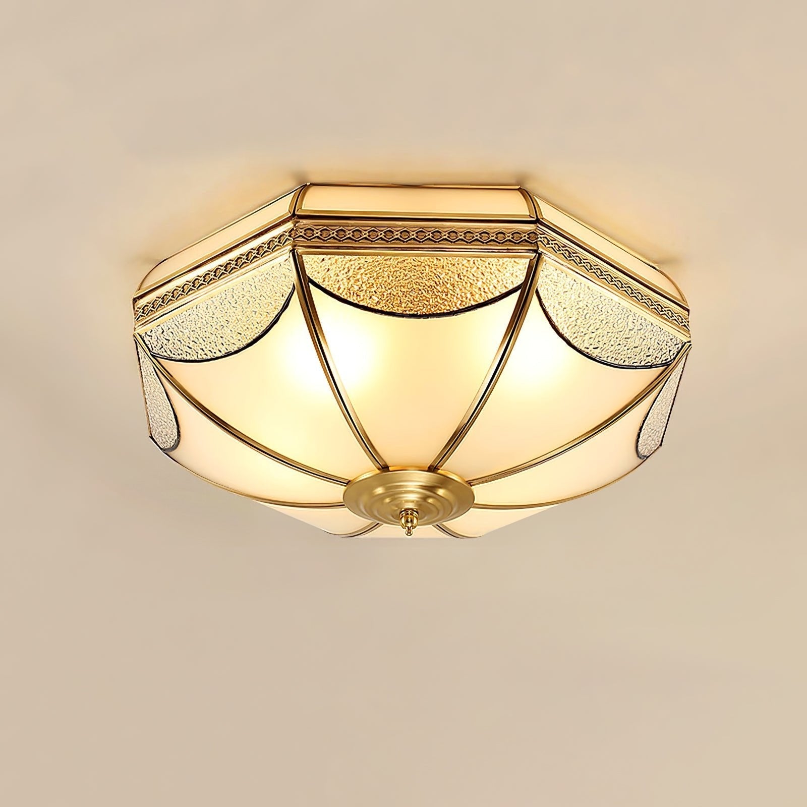 Ellaeara Warehouse Dome Shape Brass Glass Ceiling Lamp-Neutral Decor