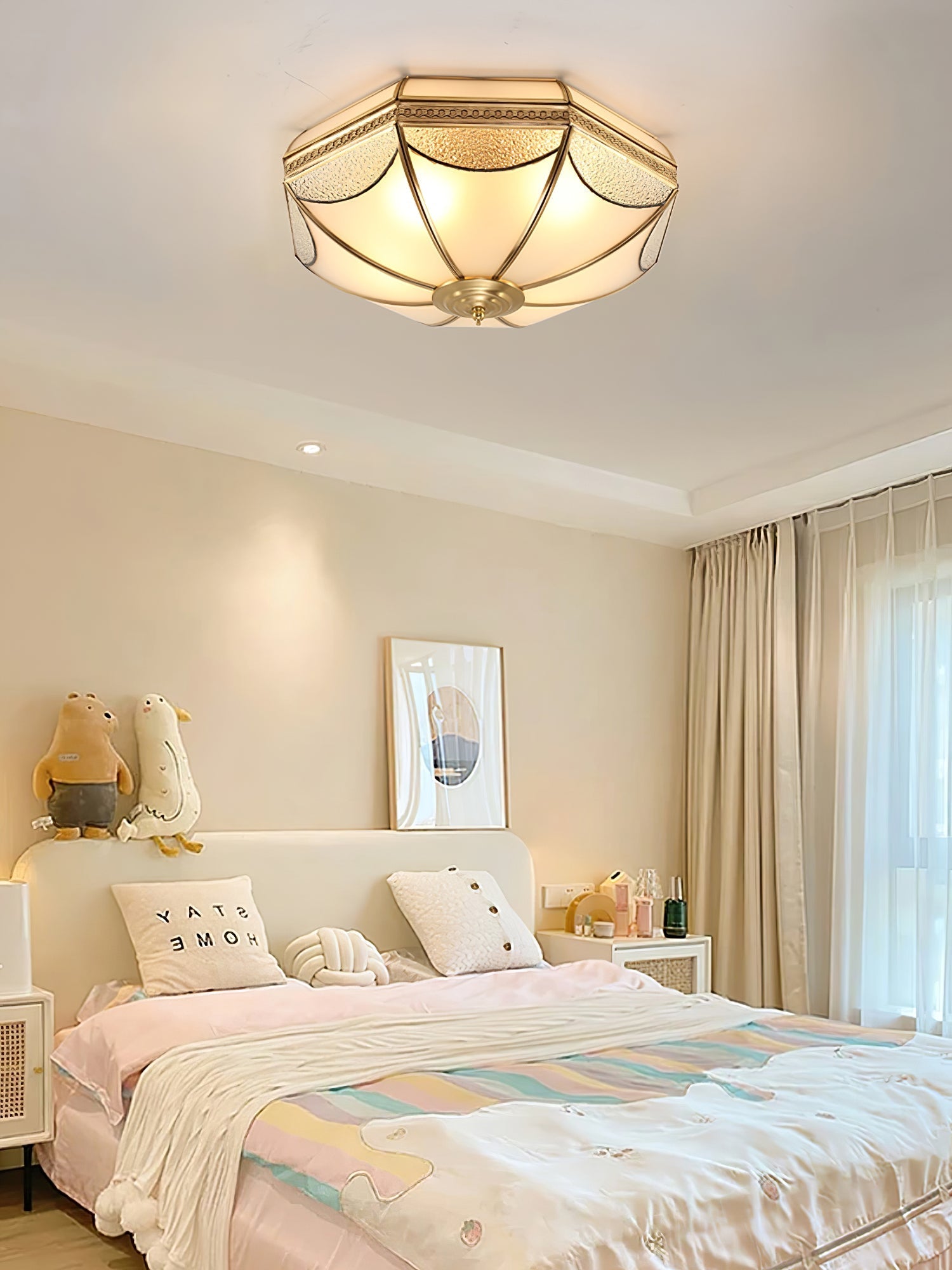 Ellaeara Warehouse Dome Shape Brass Glass Ceiling Lamp-Neutral Decor