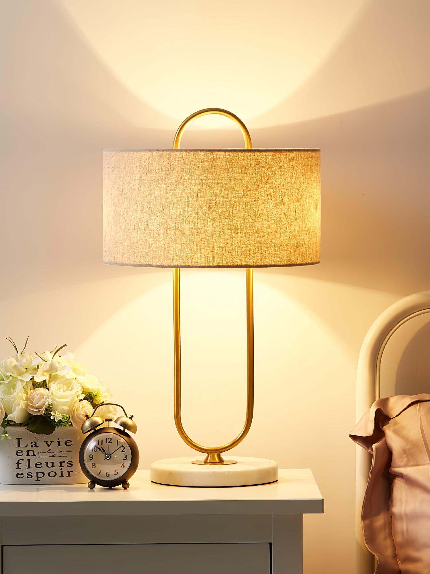 Ripj Marble Fabric Table Lamp-Neutral Decor