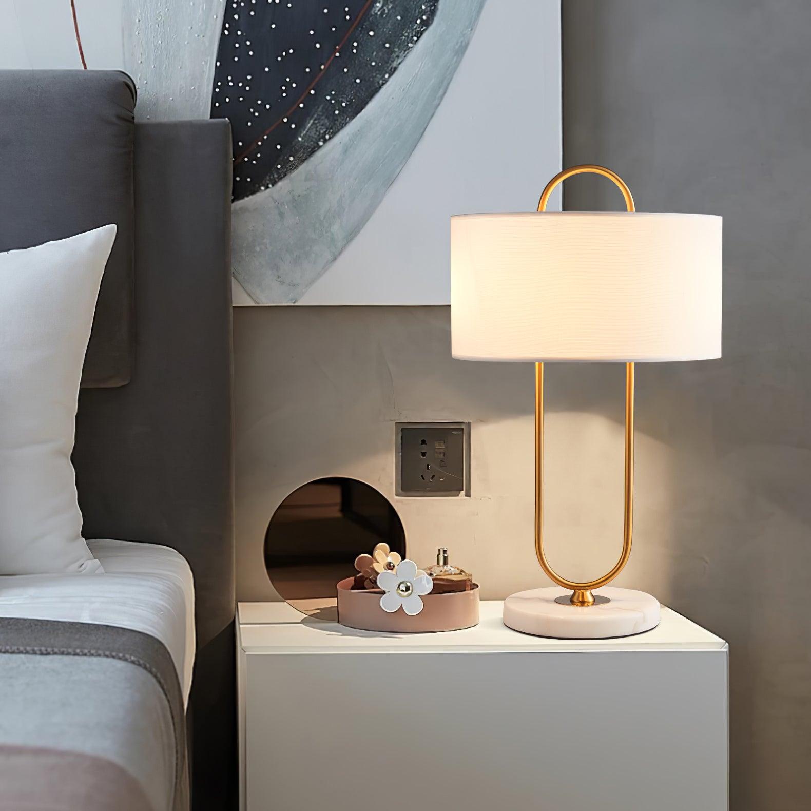 Ripj Marble Fabric Table Lamp-Neutral Decor