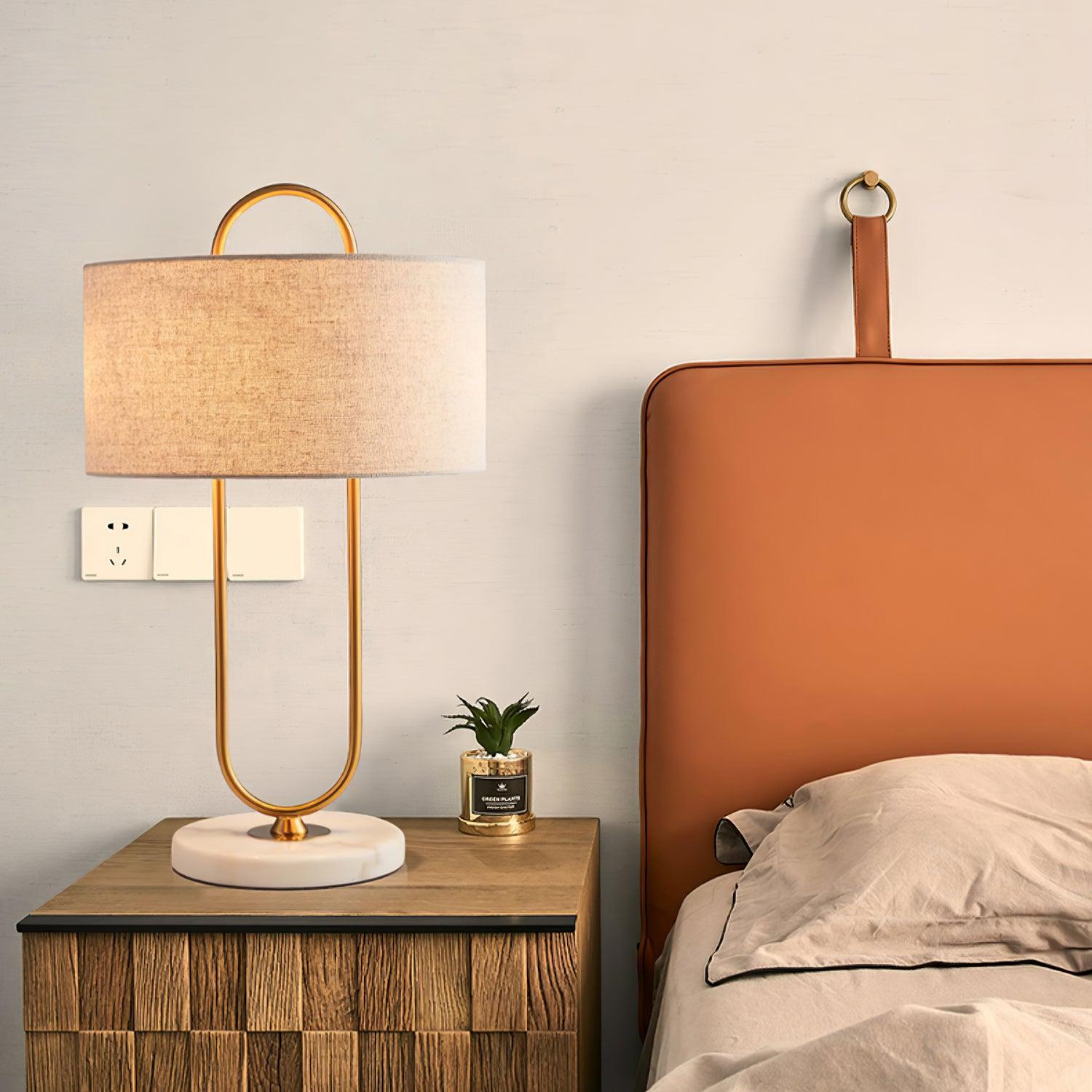 Ripj Marble Fabric Table Lamp-Neutral Decor