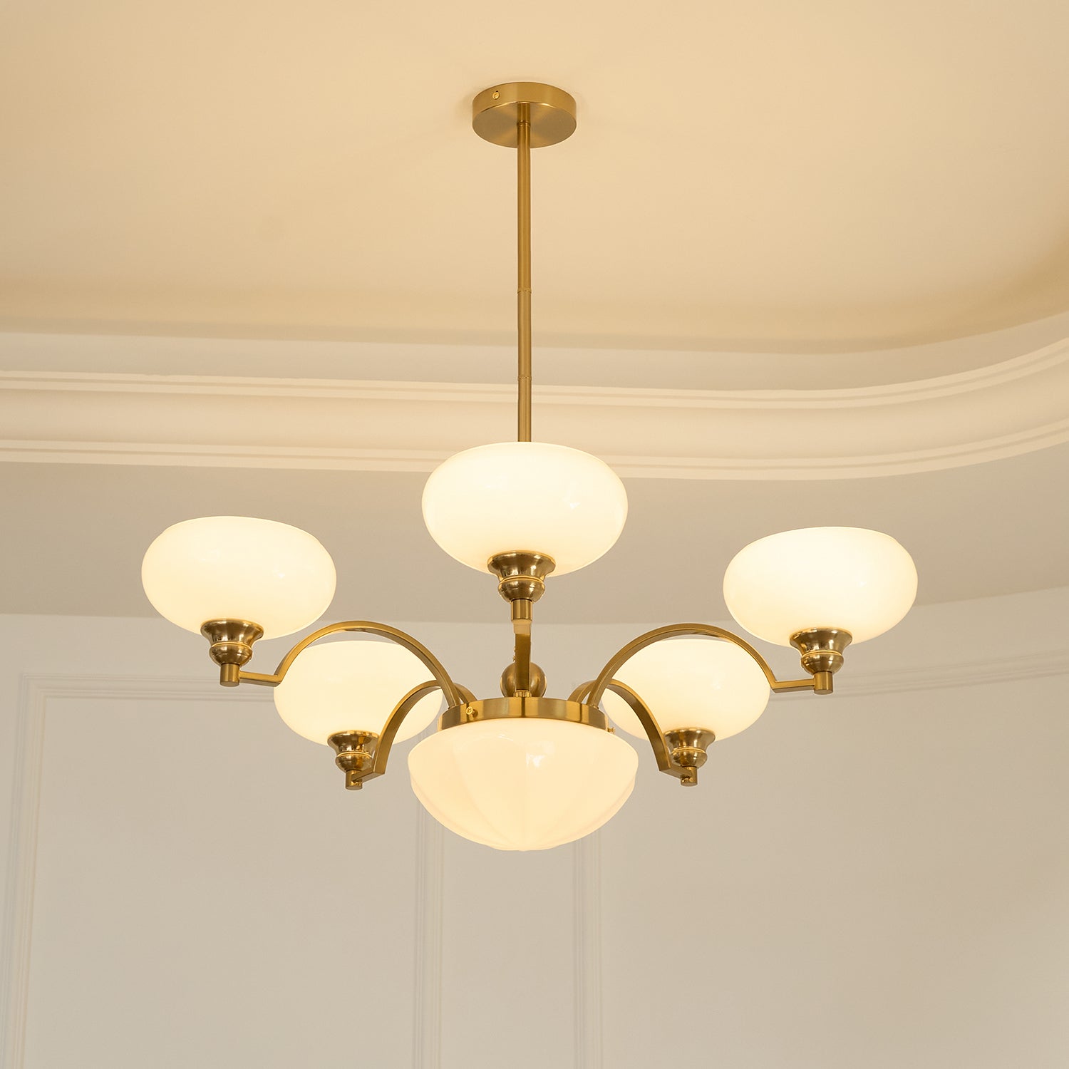 Lustra Chandelier Warre Satin Nickel Glass Iron-Neutral Decor