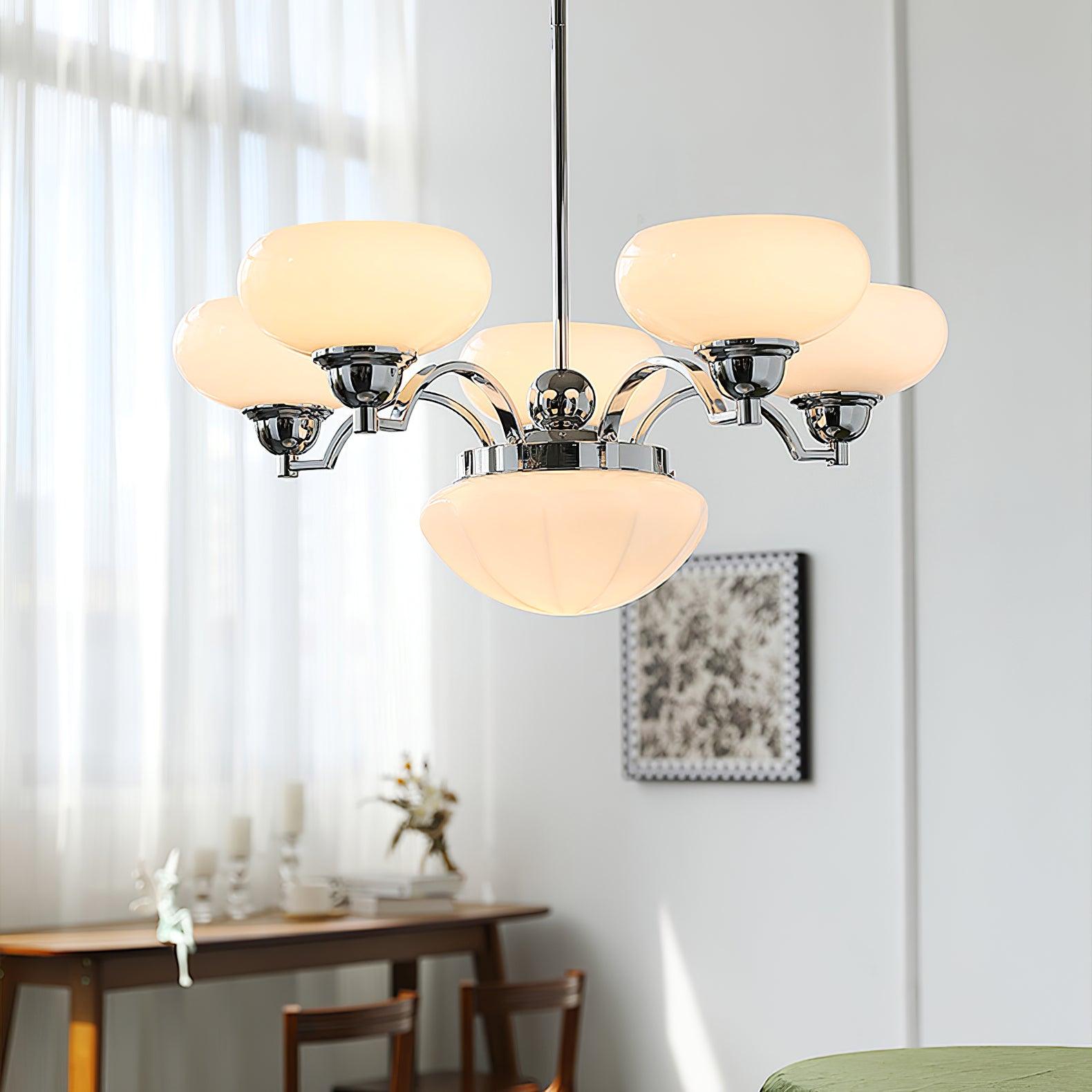 Lustra Chandelier Warre Satin Nickel Glass Iron-Neutral Decor