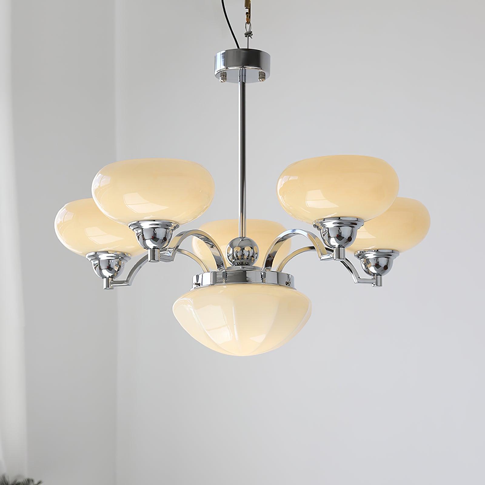 Lustra Chandelier Warre Satin Nickel Glass Iron-Neutral Decor