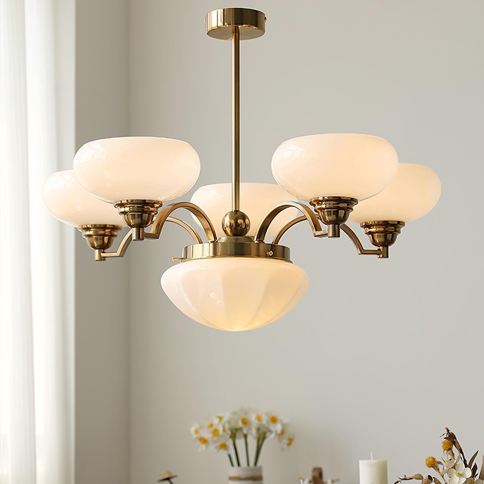 Lustra Chandelier Warre Satin Nickel Glass Iron-Neutral Decor
