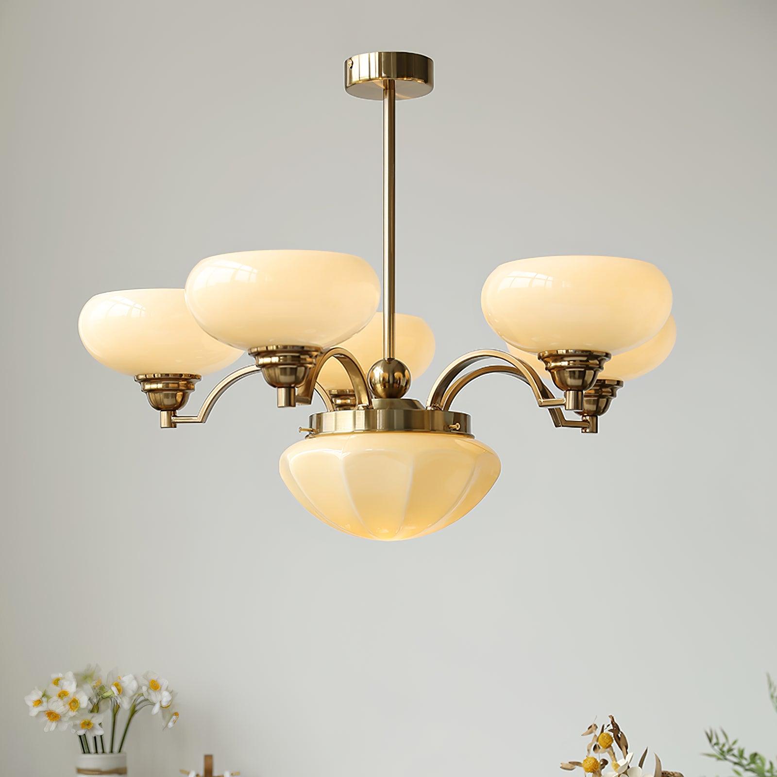 Lustra Chandelier Warre Satin Nickel Glass Iron-Neutral Decor