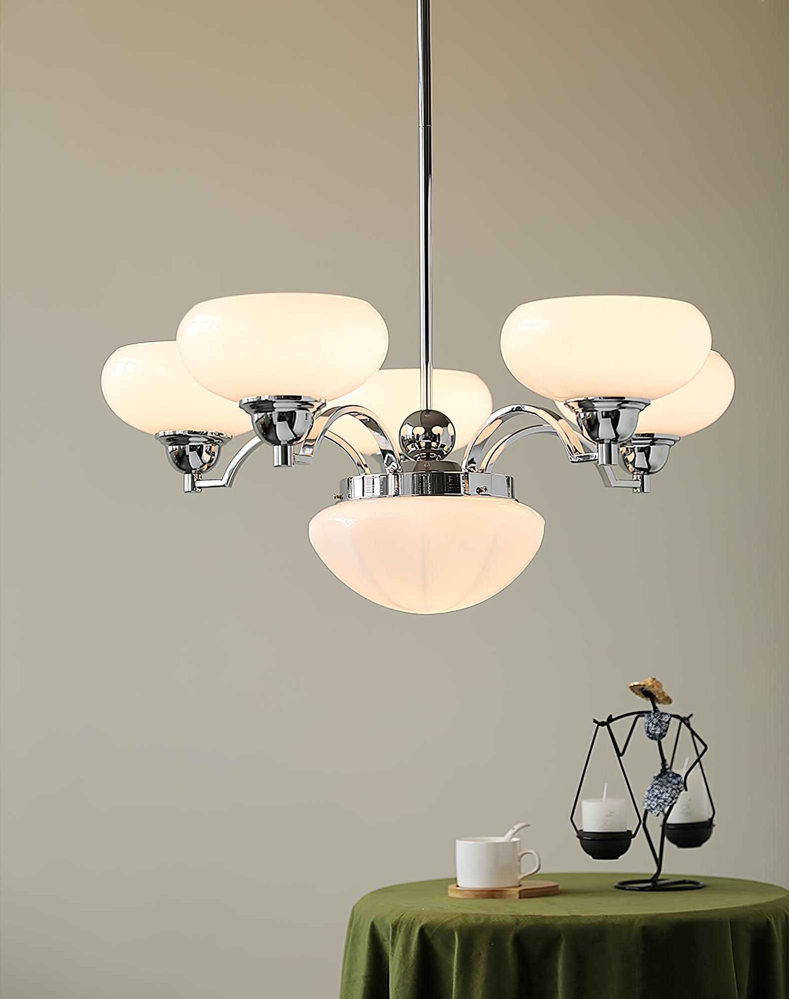 Lustra Chandelier Warre Satin Nickel Glass Iron-Neutral Decor
