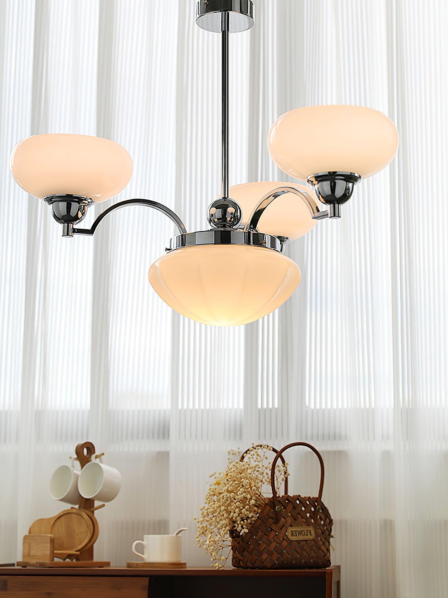 Lustra Chandelier Warre Satin Nickel Glass Iron-Neutral Decor